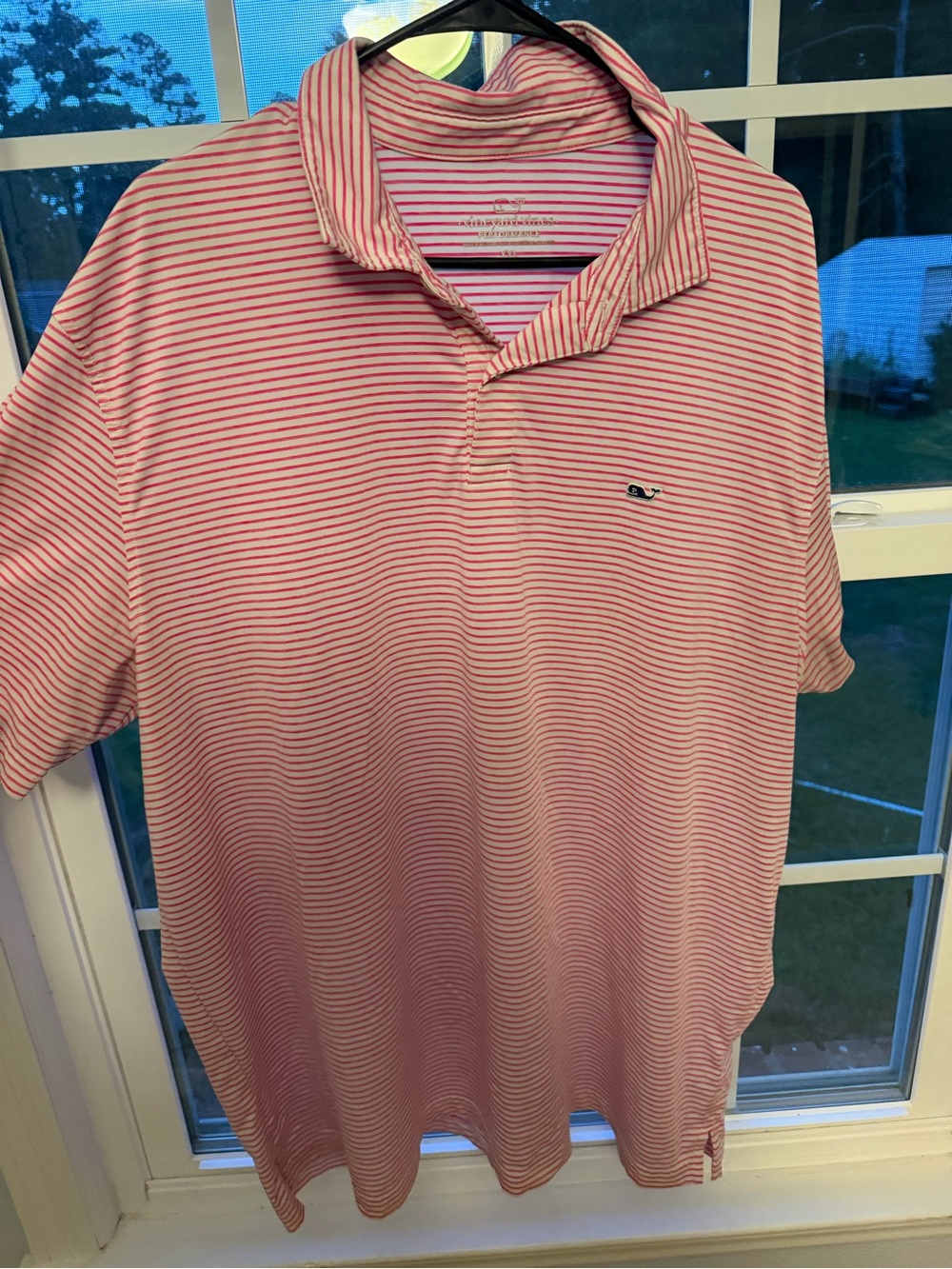 Vineyard Vines Men's Pink Stripe Performance Polo Shirt